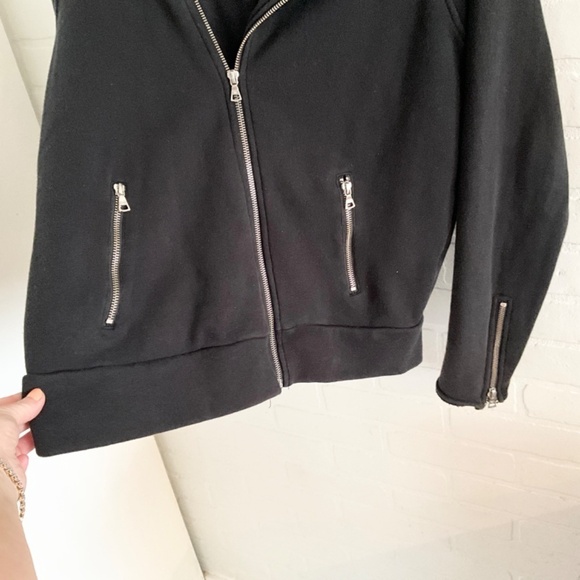 Aritzia TNA Hoodie Perfecto Cotton French Terry Black Silver Zip Pockets Women M - Picture 14 of 14